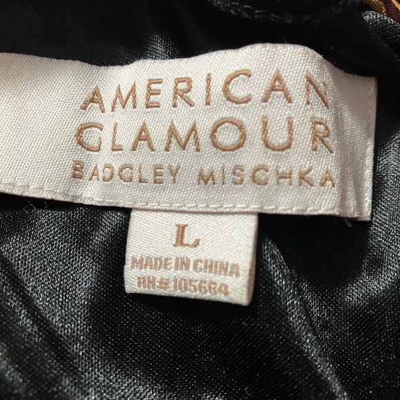 Badgley Mischka Red and Black Blouse with Geometric Pattern - Picture 3 of 7